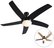 Plafondventilator zwart met afstandsbediening - Cool 52 Modern E14 rond Binnenverlichting Lamp