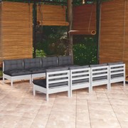 vidaXL 9-delige Loungeset met kussens massief grenenhout