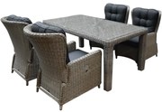 Marina Bergamo dining tuinset 180x100xH76 cm 5-delig grijs verstelbaar