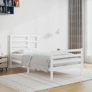 vidaXL Bedframe massief hout wit 90x200 cm