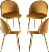 Set 4 Vint Fluwelen Golden Stoelen