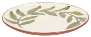 Bord, terracotta, groen blad, 17 cm