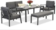 Zakintos Apetito 4 aluminium set met bank antraciet Garden Point