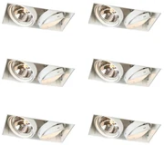 Set van 6 Grote Inbouwspot wit draai- en kantelbaar AR111 Trimless 2-lichts - Oneon QR111 / AR111 / G53 Binnenverlichting Lamp