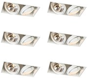 Set van 6 Inbouwspot wit draai- en kantelbaar G53 AR111 Trimless 2-lichts - Oneon