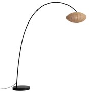 Japandi booglamp zwart met bruine kap - Bida