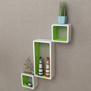 vidaXL Wandplanken kubus 6 st wit en groen