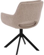 Goossens Eetkamerstoel Daisy beige stof graden draaibaar met return functie met armleuning, modern design