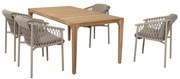 Liam Allora dining tuinset 180x100xH75 cm 7-delig latte teak 4 Seasons Outdoor
