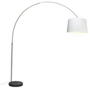 Booglamp staal stoffen kap wit 45 cm - XXL Modern E27 Binnenverlichting Lamp