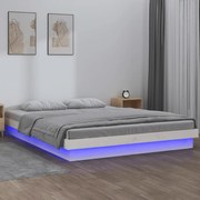 vidaXL Bedframe LED massief hout wit 140x200 cm