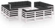 vidaXL 13-delige Loungeset met kussens massief grenenhout