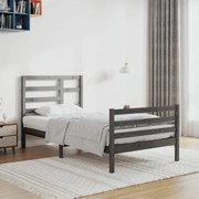 vidaXL Bedframe massief hout grijs 90x200 cm