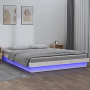 vidaXL Bedframe LED massief hout wit 160x200 cm