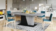 NOBLE NOIR Millenium Beton/Mat Zwart – uitschuifbare tafel tot 218 cm, voor 8, 10 personen.