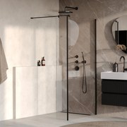 Brauer Oblivion inloopdouche helder glas 90cm met 30cm zijwand zwart mat