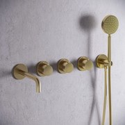 Saniclear Plus Stripes inbouw badkraan met 20cm uitloop geborsteld messing - mat goud