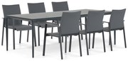 Tuinset 6 personen 220 cm Aluminium/textileen Grijs Lifestyle Garden Furniture Rome/Cesar