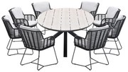 Garden Impressions Fabrice tuinset 9-delig antraciet - Tulli tuintafel ovaal 280x140 cm light teak look