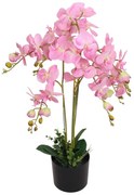 vidaXL Kunst orchidee plant met pot 75 cm roze