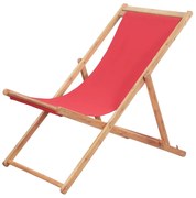 vidaXL Strandstoel inklapbaar stof en houten frame rood