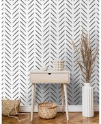 DUTCH WALLCOVERINGS Behang Chevron zwart en wit