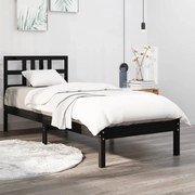 vidaXL Bedframe massief hout zwart 75x190 cm 2FT6 Small Single