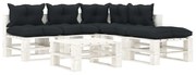 vidaXL 6-delige Loungeset met antracietkleurige kussens pallet hout