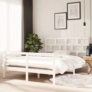 vidaXL Bedframe massief hout wit 150x200 cm 5FT King Size