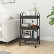 vidaXL Trolley 3-laags 43x34x79 cm staal antracietkleurig