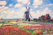 Kunstreproductie Tulip Fields with the Rijnsburg Windmill, 1886, Claude Monet