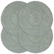 vidaXL Placemats 4 st rond 38 cm jute olijfgroen