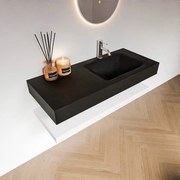 Zaro Alan badmeubel 110cm met planchet talc en vrijhangende wastafel cloud rechts 1 kraangat urban