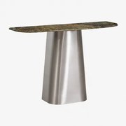 Moreila Halfronde Console 120x40 Cm In Natuursteen En Roestvrij Staal Groen Marmer Forest - Sklum