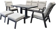 Barolo Pacific stoel bank dining loungeset 6 delig verstelbaar antraciet
