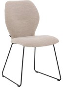 Goossens Eetkamerstoel Hera beige stof leuning, modern design
