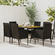 vidaXL 7-delige Tuinset poly rattan zwart