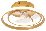Plafondventilator goud 46.5cm incl. LED met afstandsbediening - Kees