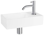 Differnz Solid fonteinset - 36x18.5x9cm - Rechthoek - 1 kraangat - Gebogen chromen kraan - Solid surface Wit 38.402.33