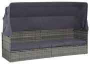 vidaXL Tuinbed met luifel 205x62 cm poly rattan grijs