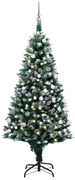 vidaXL Kunstkerstboom met LED's, kerstballen en dennenappels 150 cm