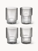 Mondgeblazen waterglazen Ripple met groefreliëf, 4 stuks