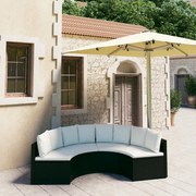 vidaXL 4-delige Loungeset met kussens poly rattan zwart