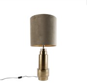 Tafellamp brons velours kap taupe met goud 40 cm - Bruut