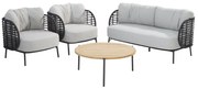 Fabrice stoel bank loungeset 4 delig antraciet rope 4 Seasons Outdoor