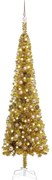 vidaXL Kerstboom met LED's en kerstballen smal 240 cm goudkleurig