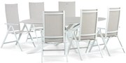 Tuinset 6 personen 240 cm Aluminium/textileen Wit Hartman Aruba/Cervola