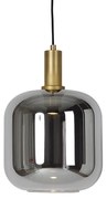 Hanglamp zwart met goud en smoke glas incl. PUCC - Zuzanna
