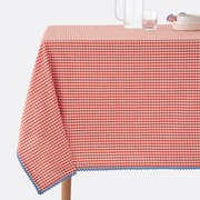 Tafelkleed met vichy motief, geverfd geweven katoen/linnen Trattoria