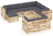 vidaXL 10-delige Loungeset met kussens groen geïmpregneerd hout